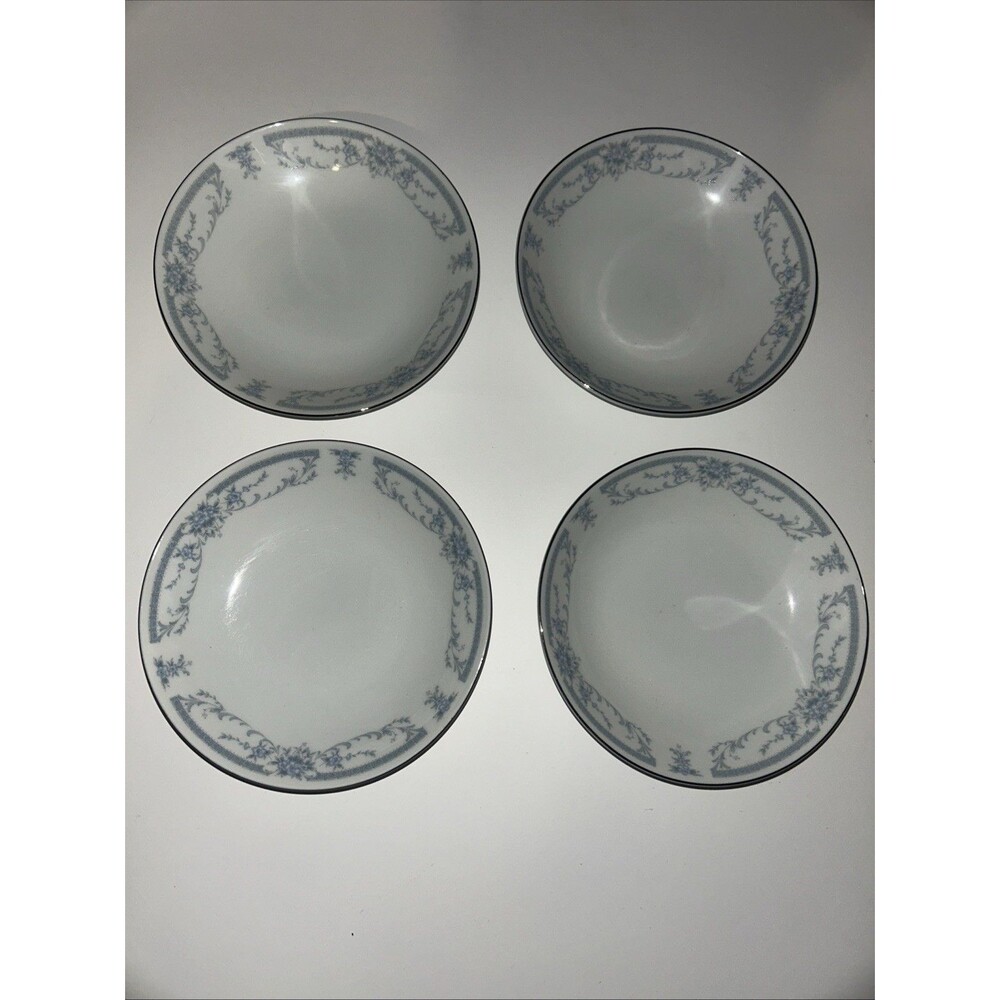 Vintage Sheffield "Blue Whisper " Fine China Dessert Bowls Set Of 4